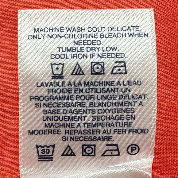 Lands’ End Linen Blend Orange Button Down Women’s Shirt - Picture 11 of 12